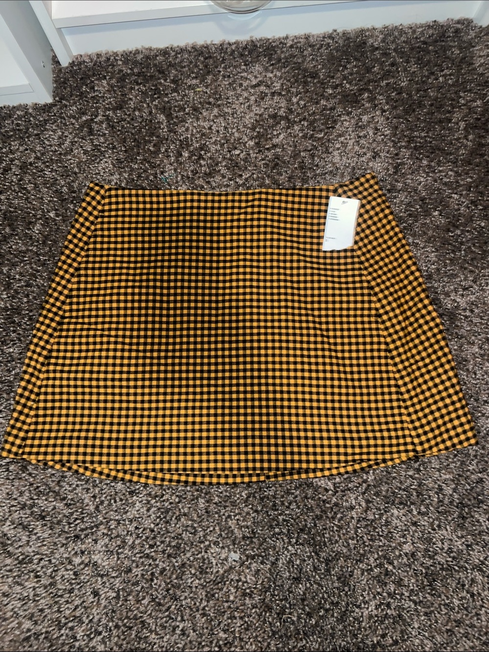 Urban Outfitters Yellow and Black Gingham A-Line Mini Skirt